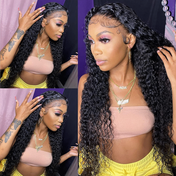 12A Cranberry Water Wave Transparent HD 13X6 Lace Front Wigs Glueless Pre Plucked 36 inch Long Wig