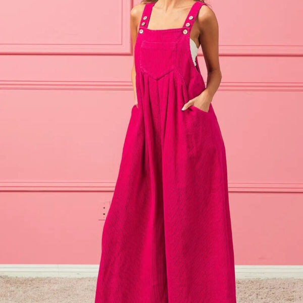 Vintage Washed Corduroy Wide Leg Overalls