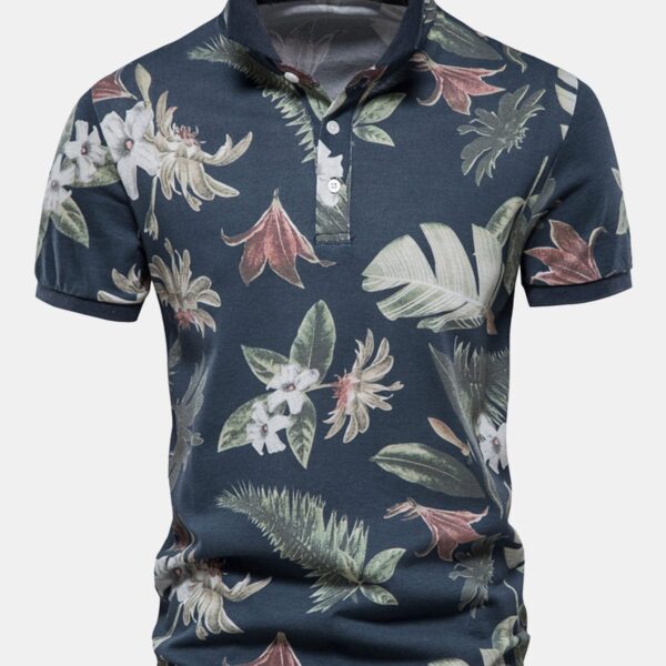 Tropical Print Polo Shirt