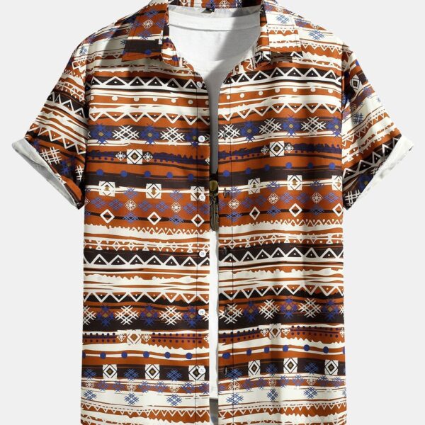 Tribal Ethnic Print Button Up Shirt