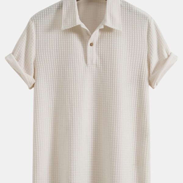 Waffle Jacquard Terry Polo Shirt