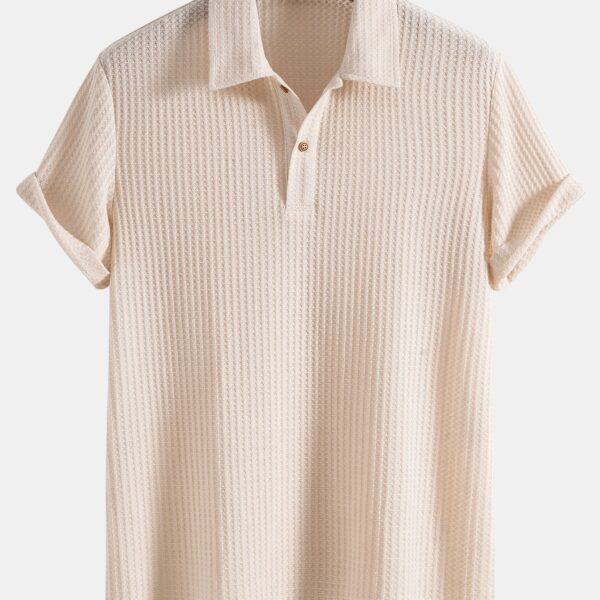 Knitted Waffle Polo Shirt